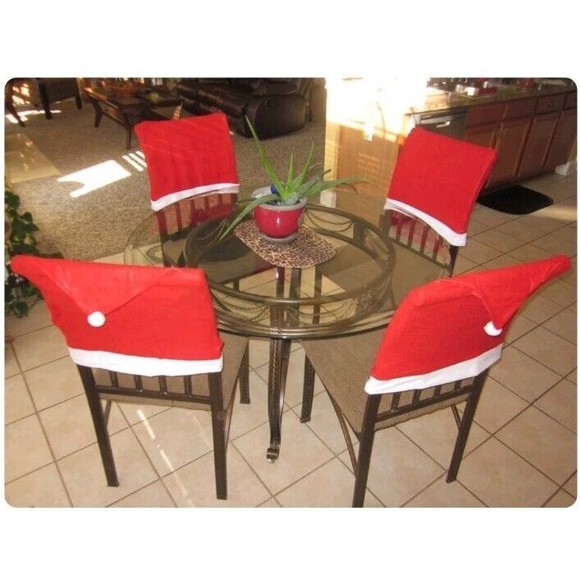 Chair Back Covers Santa Hat 13 x 20 Bar Stool Dining Kitchen Christmas Decor (4) - Picture 2 of 2